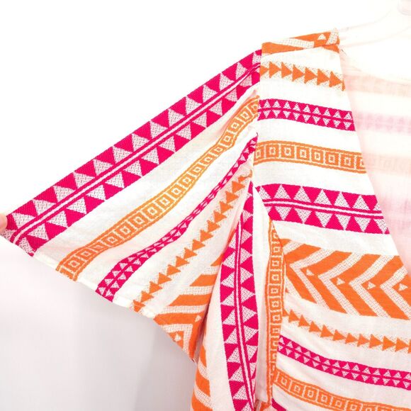Old Navy Jacquard Mini Swing Dress Size 2X Aztec print orange pink Boho - Picture 3 of 7